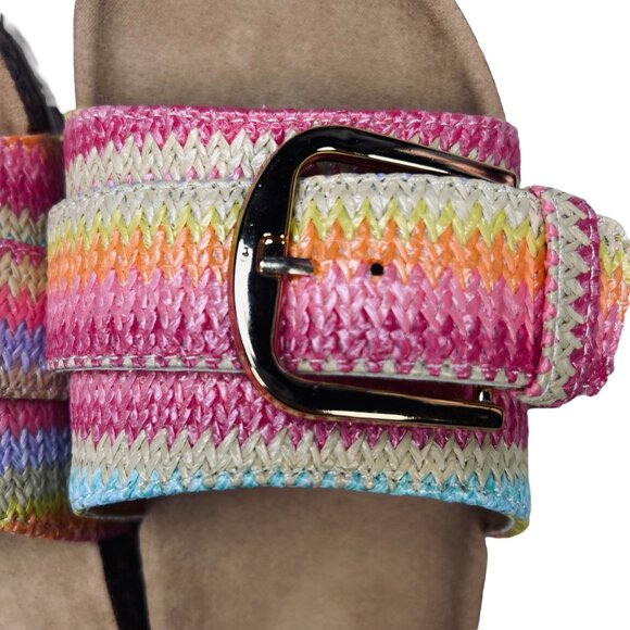 Sole Mates 10 Women Sandal Buckle Multicolor Flip Flop Open Toe - Picture 3 of 6